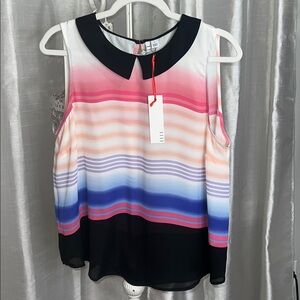 Elle Fresh & Floral Blouse With Peter Pan Collar NWT